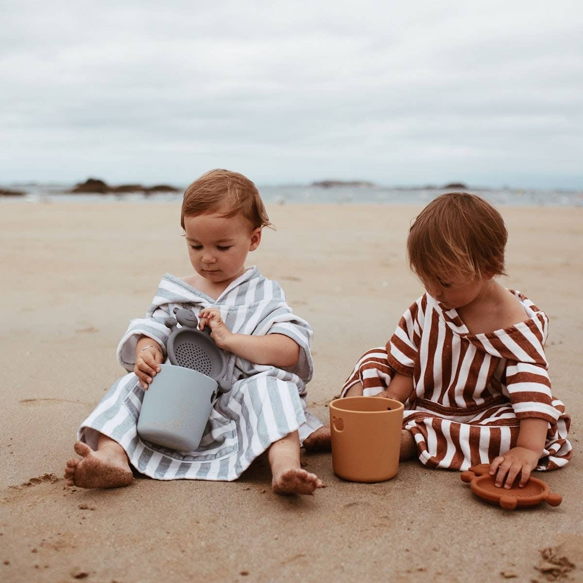 Rose in April | Suzon Stripes Kids Poncho | Blue Cloud