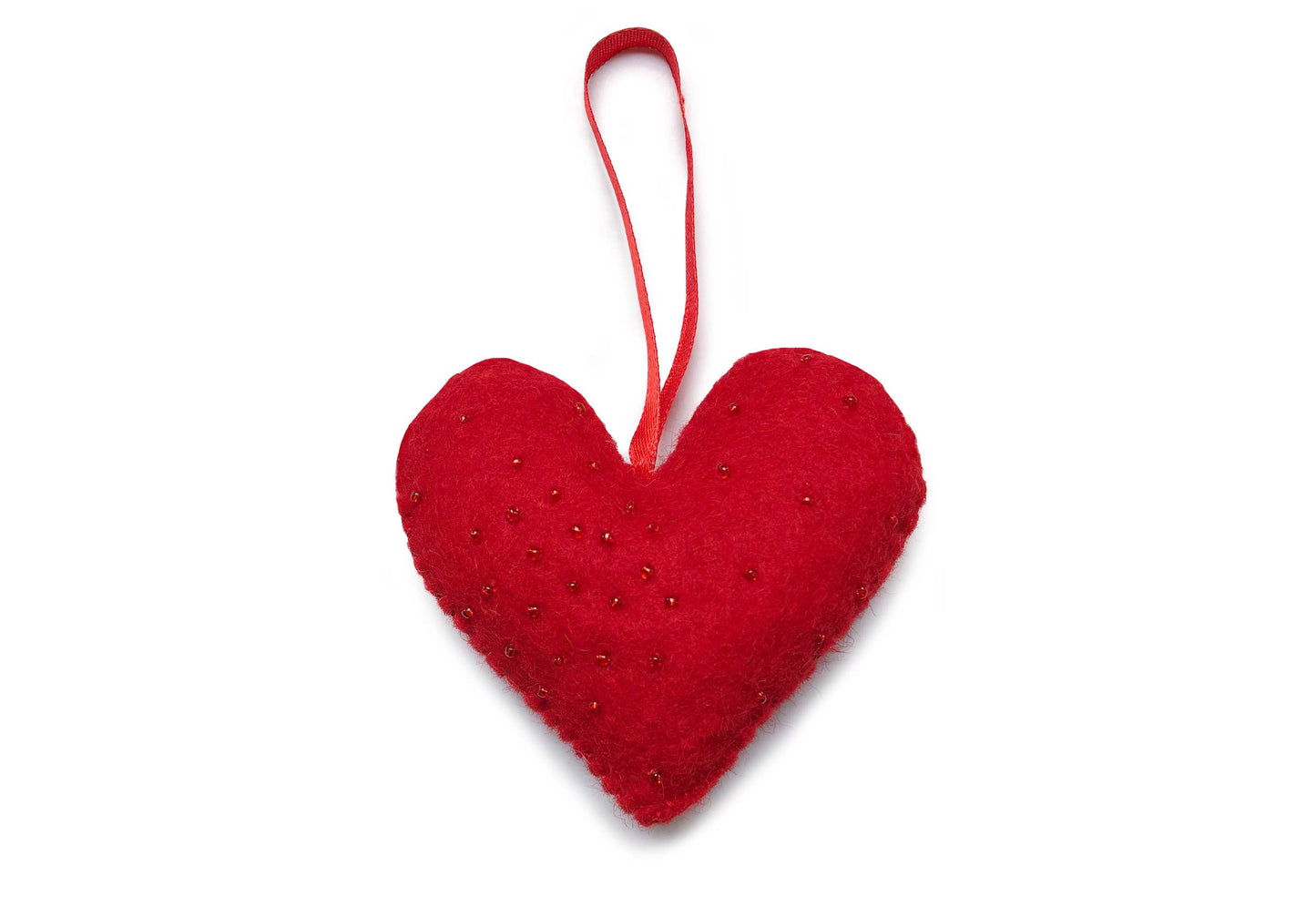 Christmas Tree Ornament | Heart with Red Beads