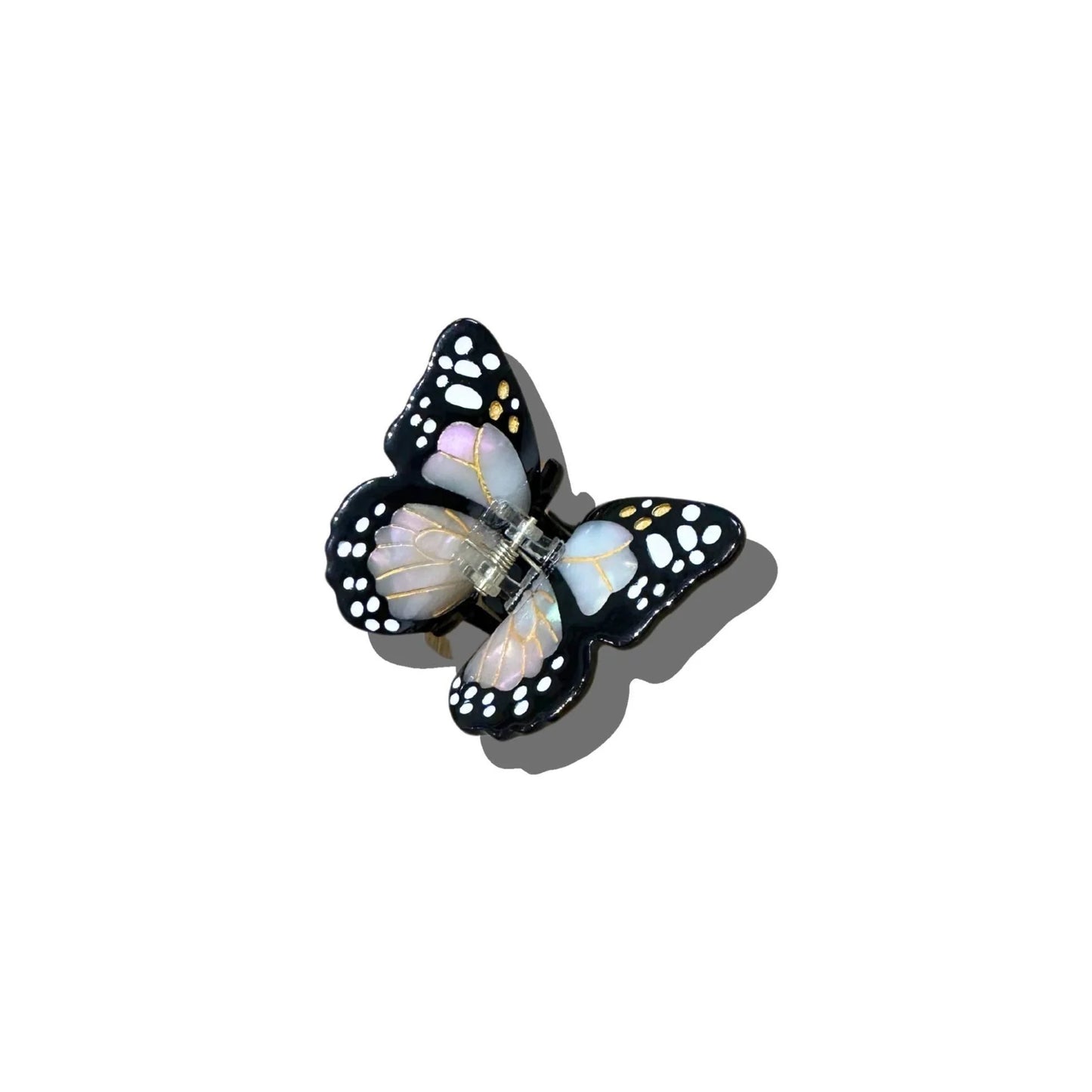 Hand-painted Mini Monarch Butterfly Claw Hair Clip | White