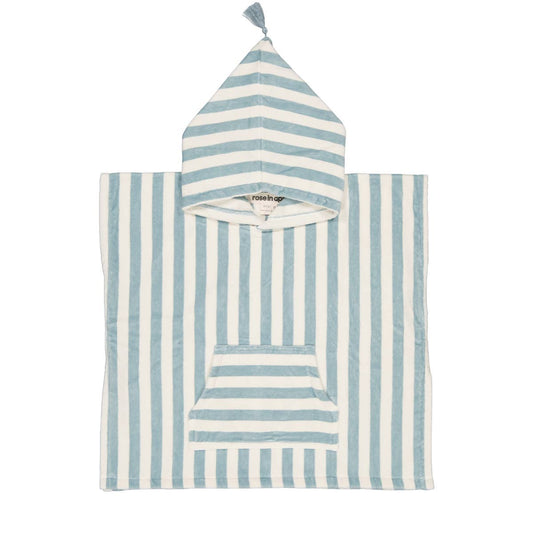 Rose in April | Suzon Stripes Kids Poncho | Blue Cloud