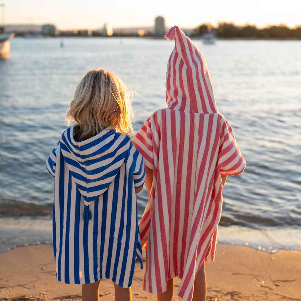 Rose in April | Suzon Stripe Kids Poncho | Strawberry