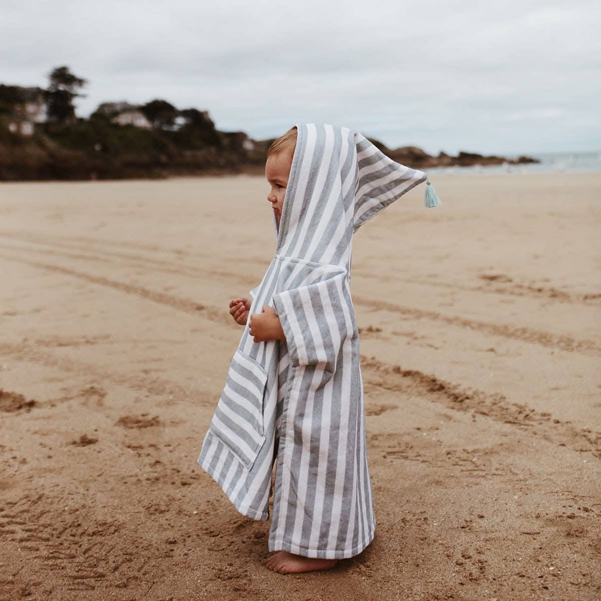 Rose in April | Suzon Stripes Kids Poncho | Blue Cloud