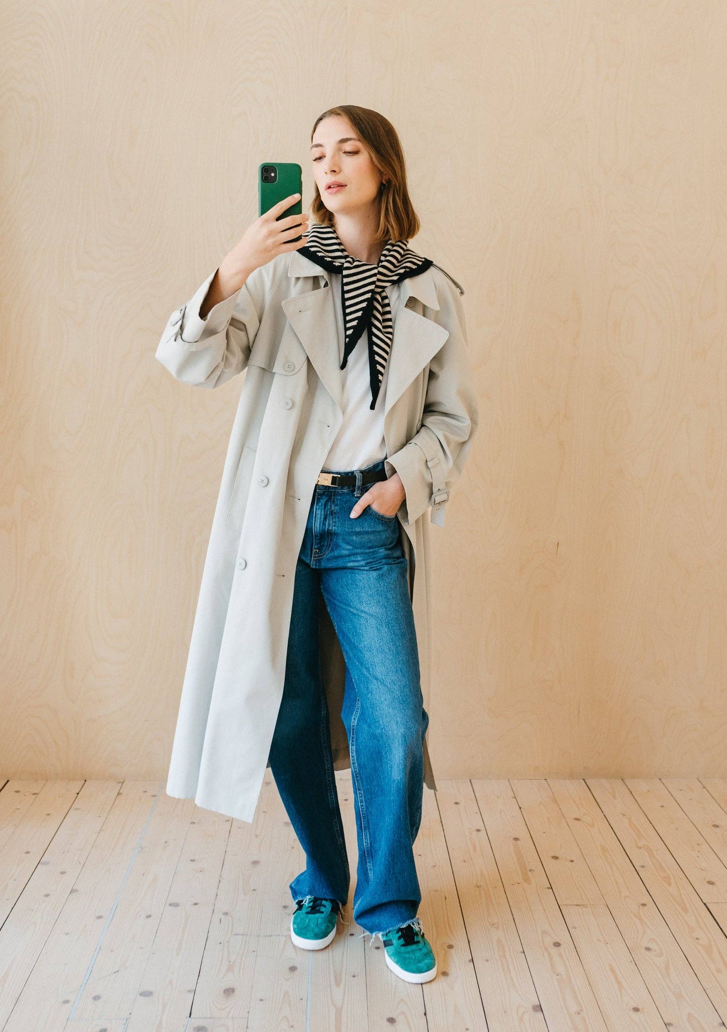 TBCo Merino Triangle Scarf | Black & Cream Stripe