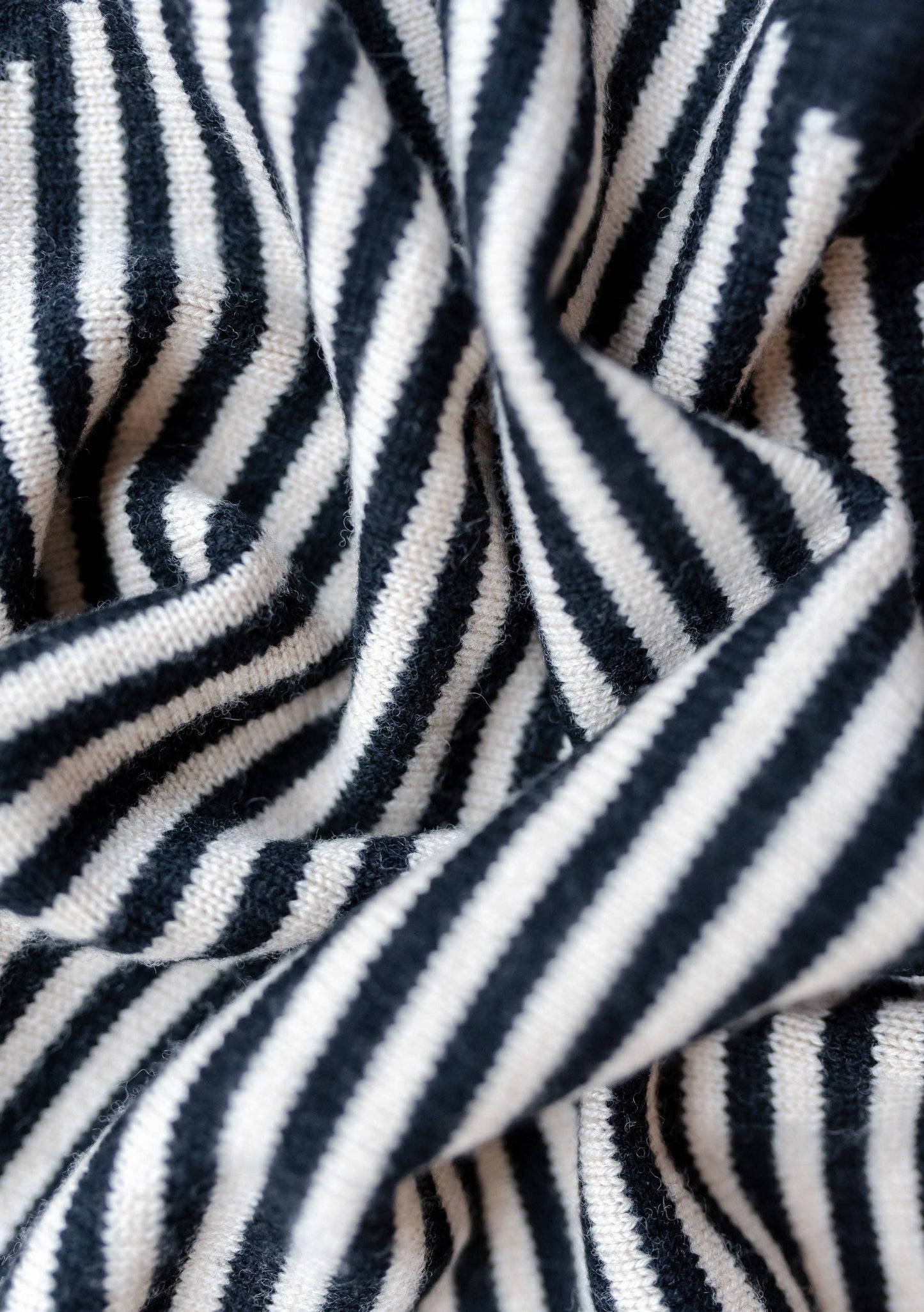 TBCo Merino Triangle Scarf | Black & Cream Stripe