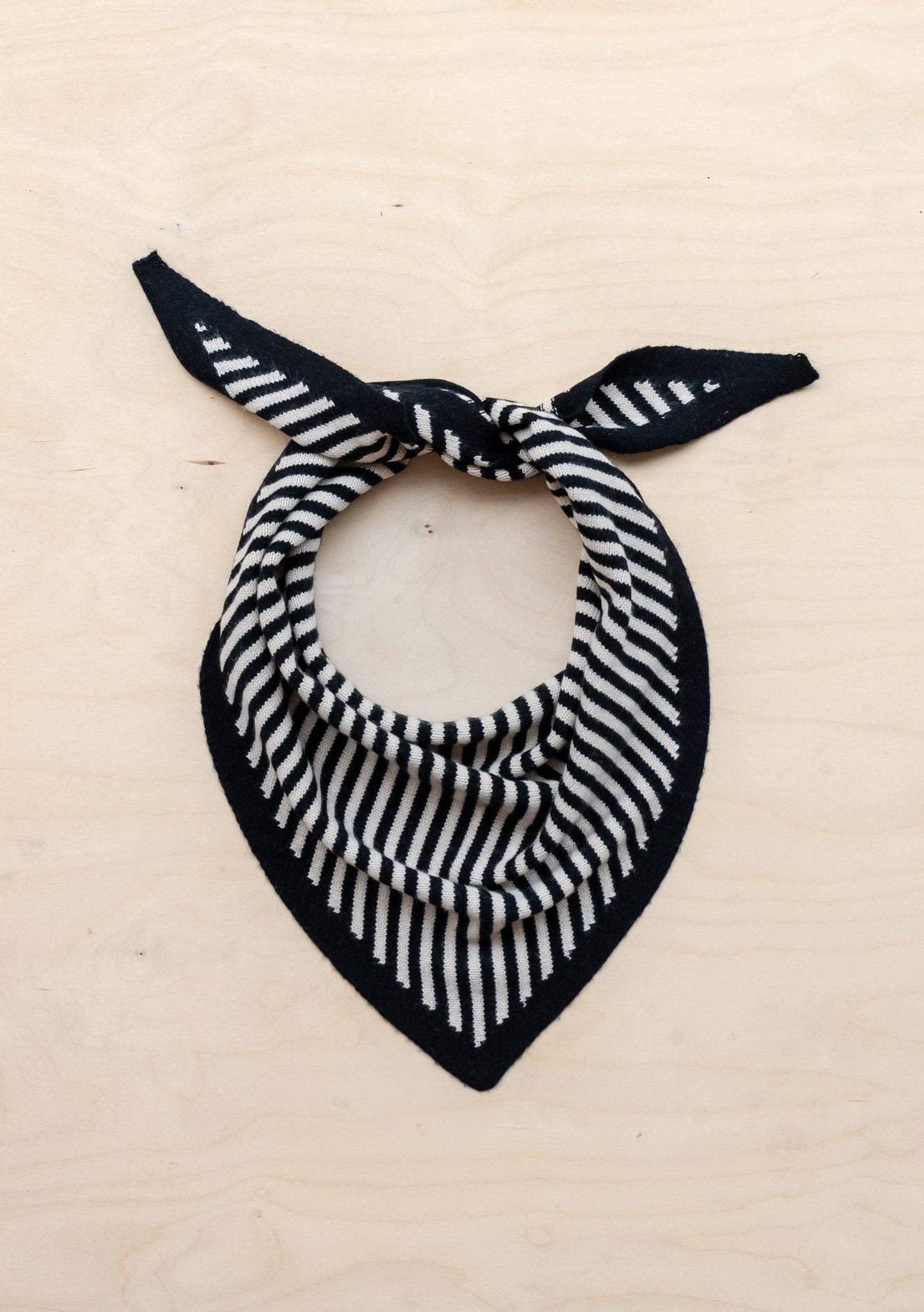 TBCo Merino Triangle Scarf | Black & Cream Stripe
