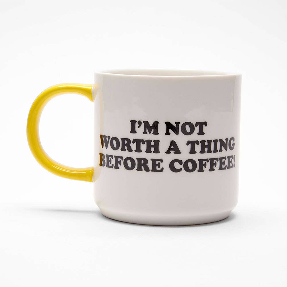 Magpie x Peanuts Coffee Mug – “I’m Not Worth a Thing Before Coffee