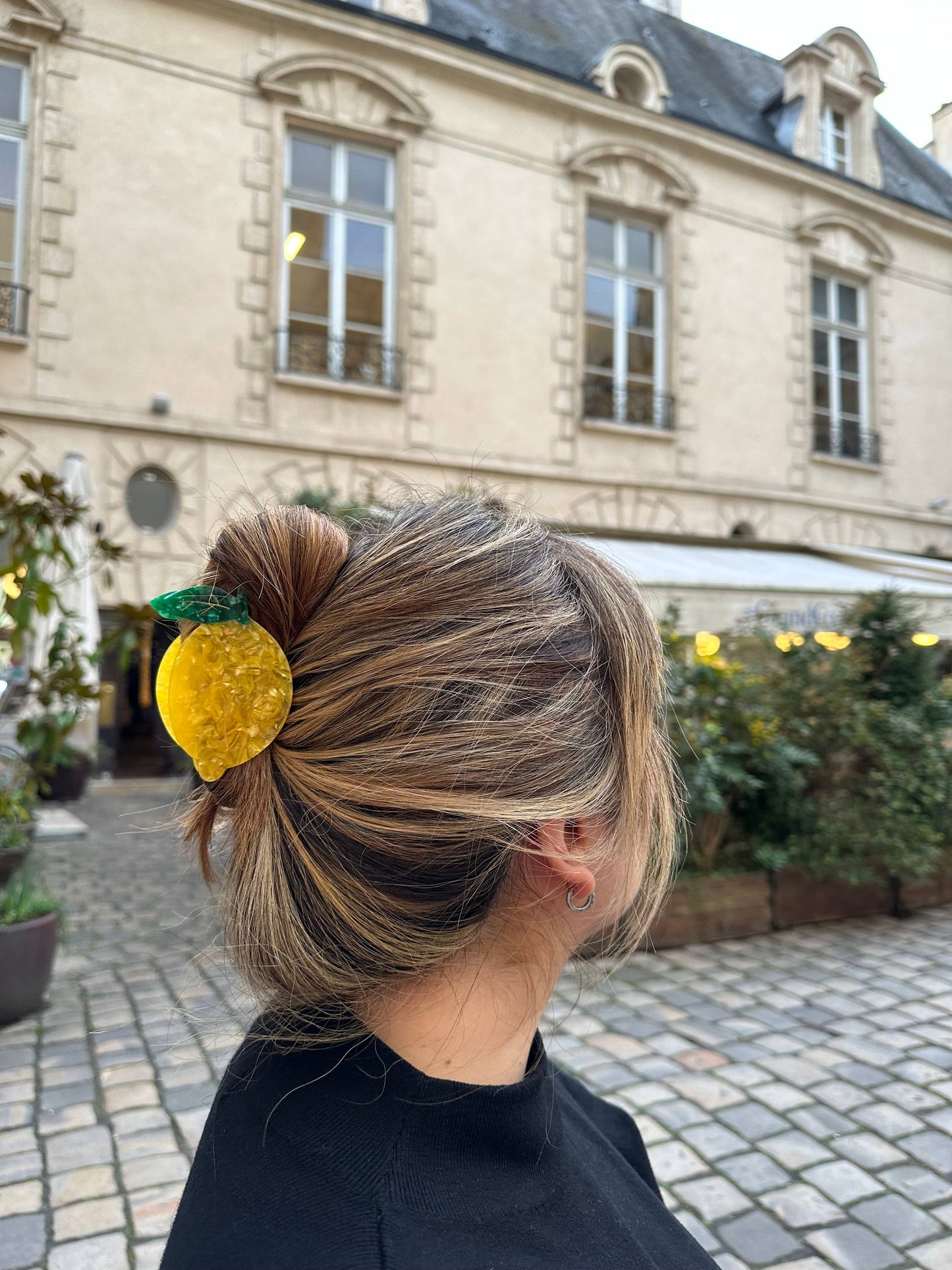 Hand-painted Lemon Fruit Claw Hair Clip