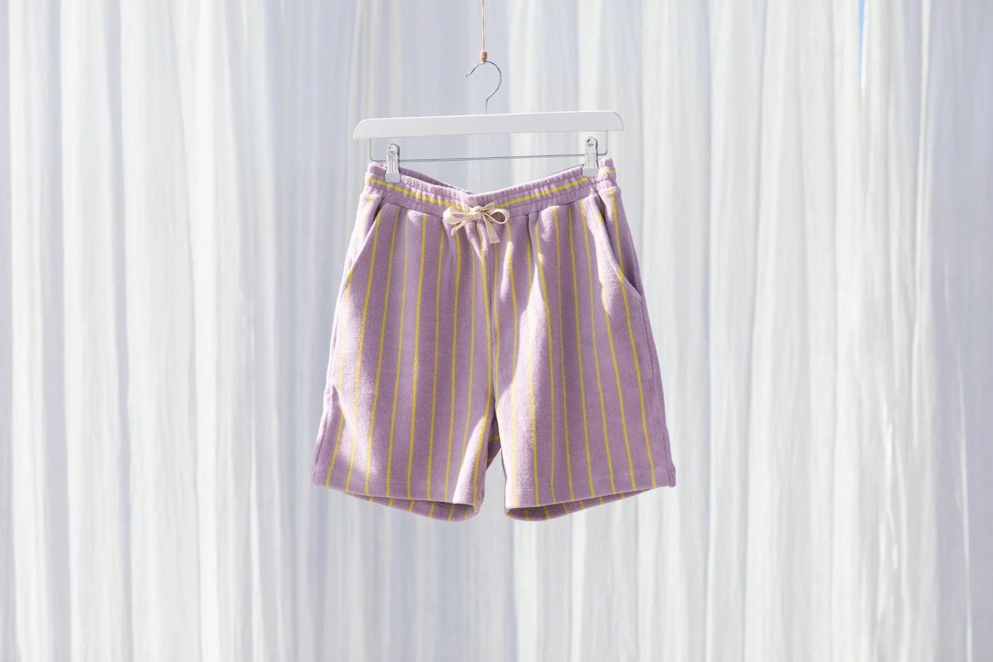 Bongusta | Naram Knitted Shorts | Lilac and Neon Yellow