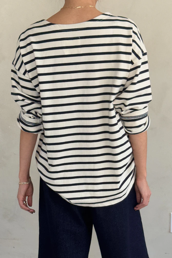 Le Bon Shoppe Marseille Boat Neck Top | Navy Stripe