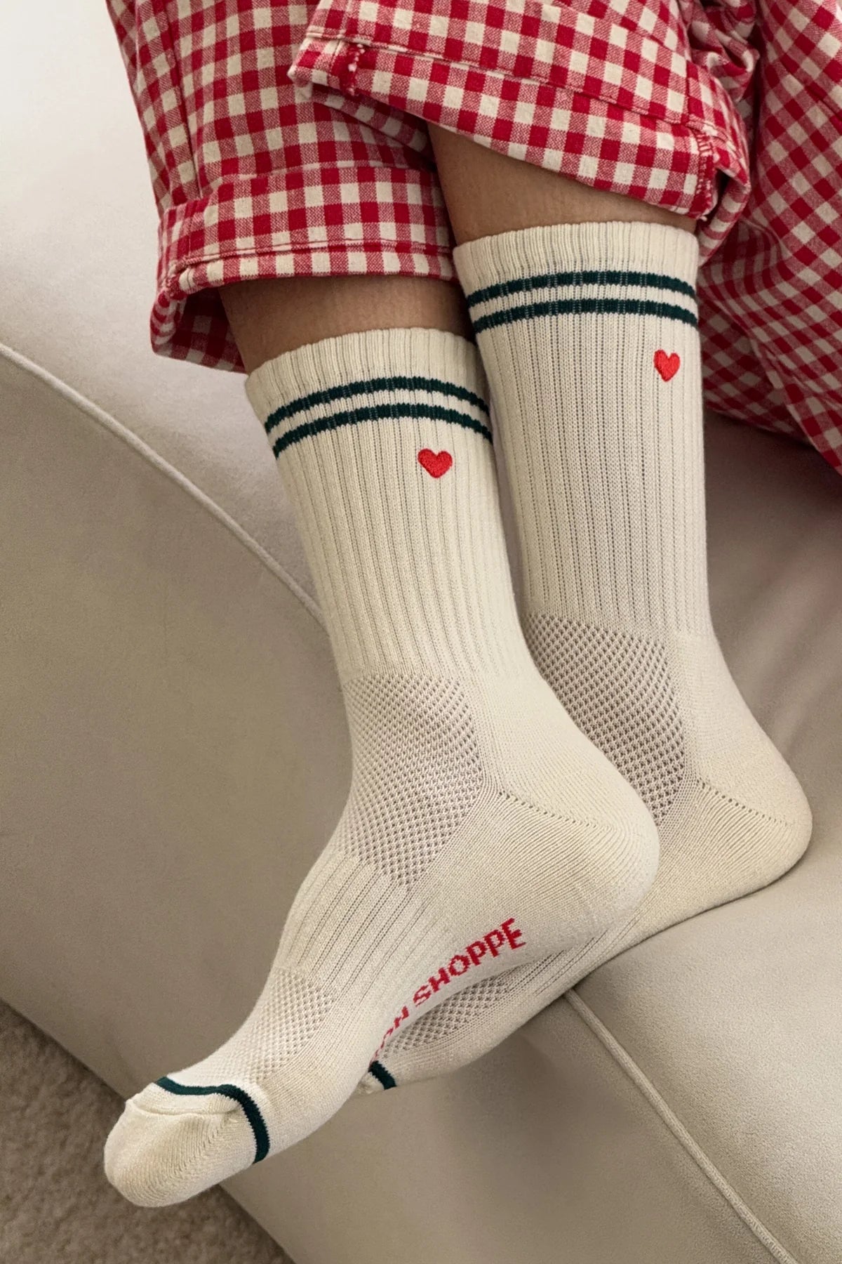 Le Bon Shoppe | Embroidered Boyfriend Sock | Parchment Heart