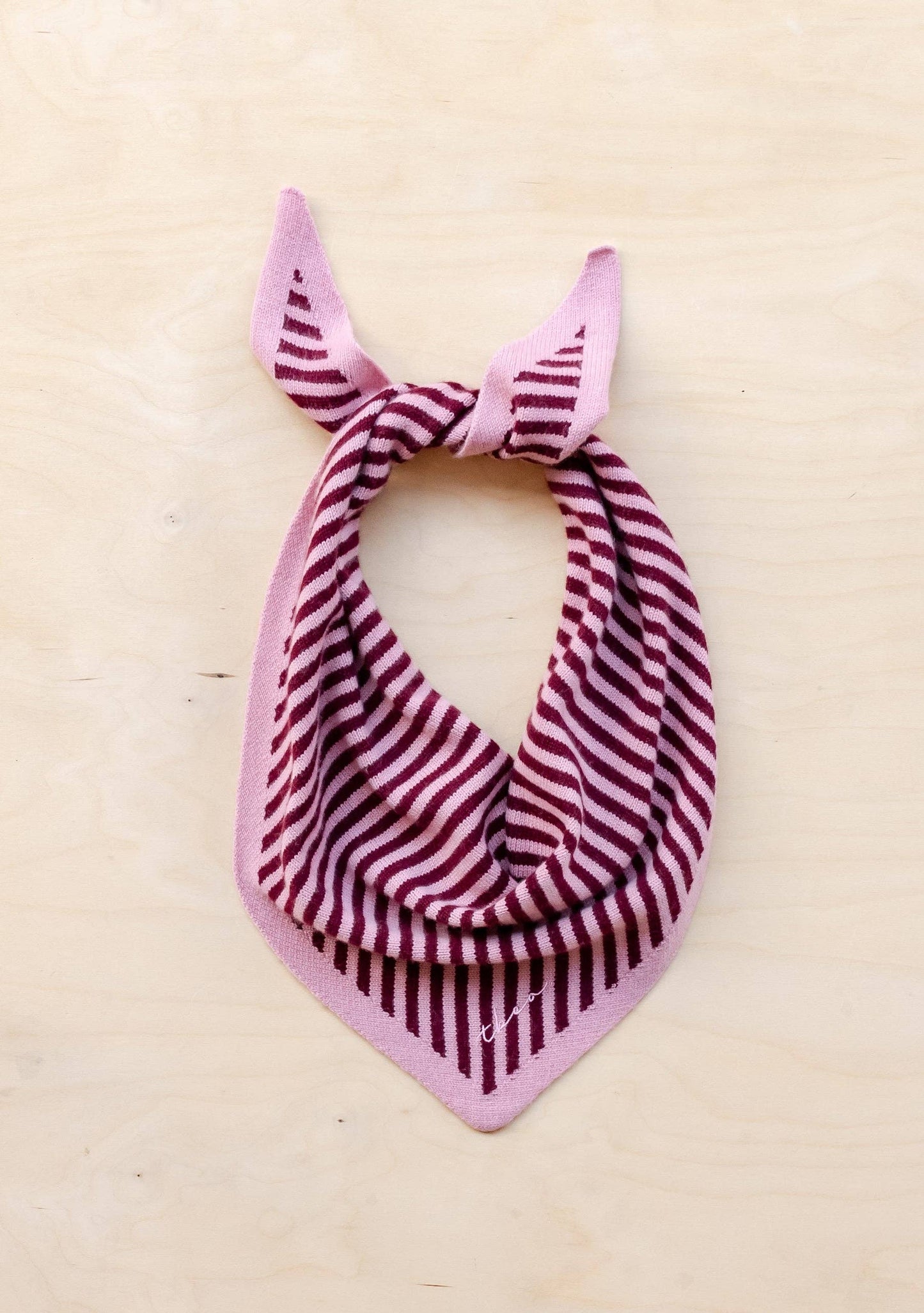 TBCo Merino Triangle Scarf | Pink & Burgundy Stripe