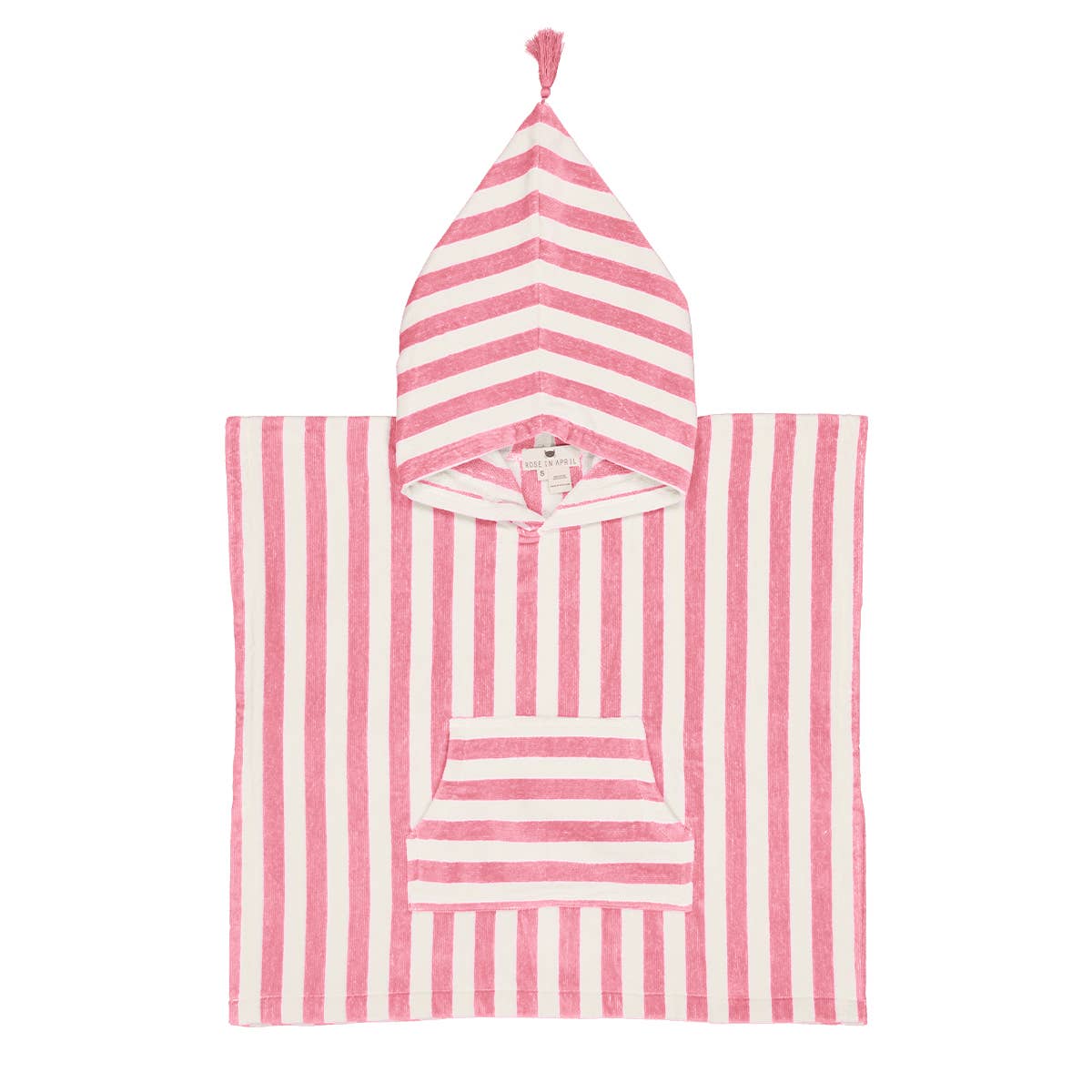 Rose in April | Suzon Stripe Kids Poncho | Strawberry