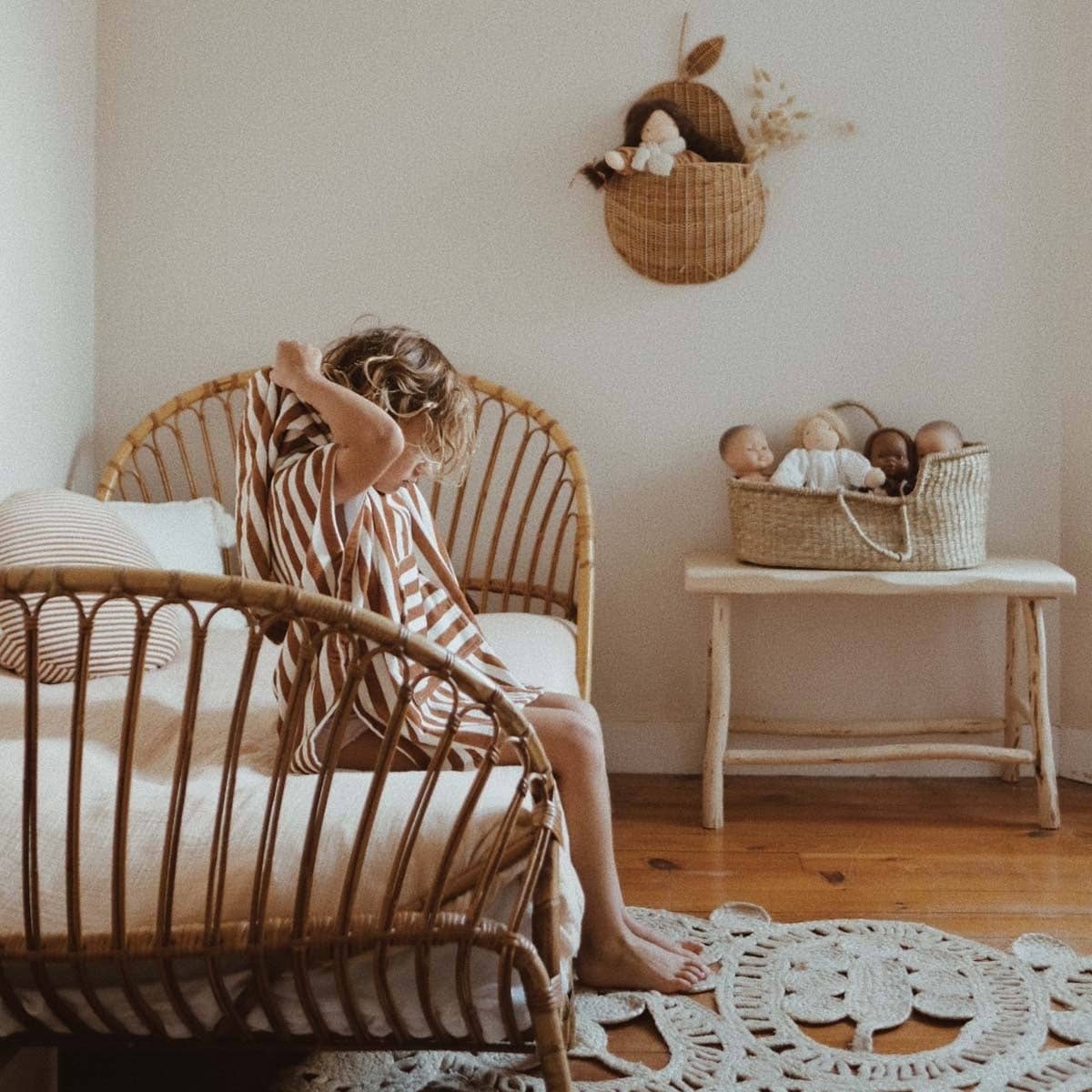 Rose in April | Suzon Stripes Kids Poncho | Caramel