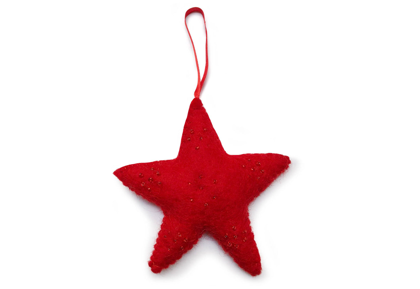 Christmas Tree Ornament | Star with Red Beads