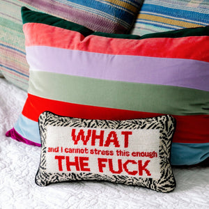 WTF Needlepoint Cushion