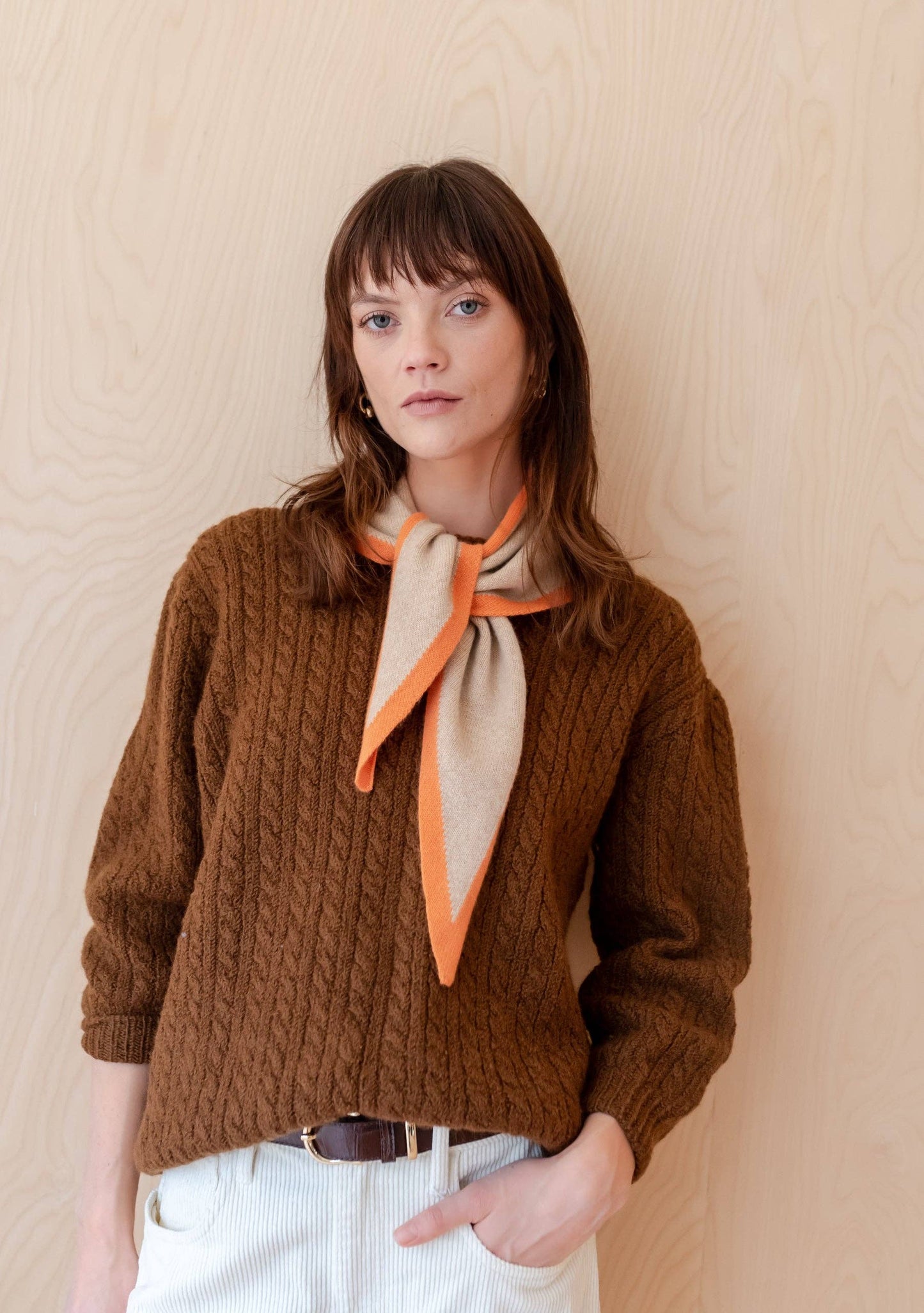 TBCo Merino Triangle Scarf | Camel & Apricot