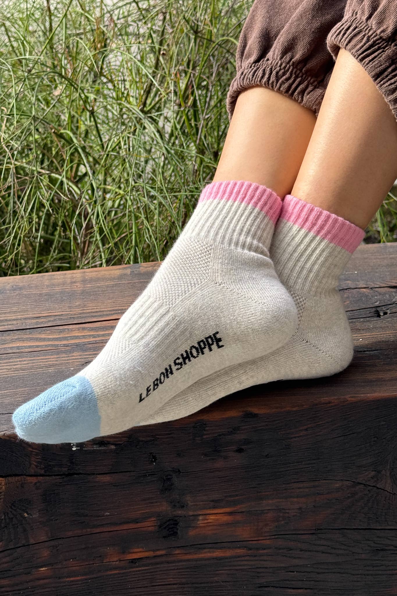 Color Block Girlfriend Socks | Grey Pink