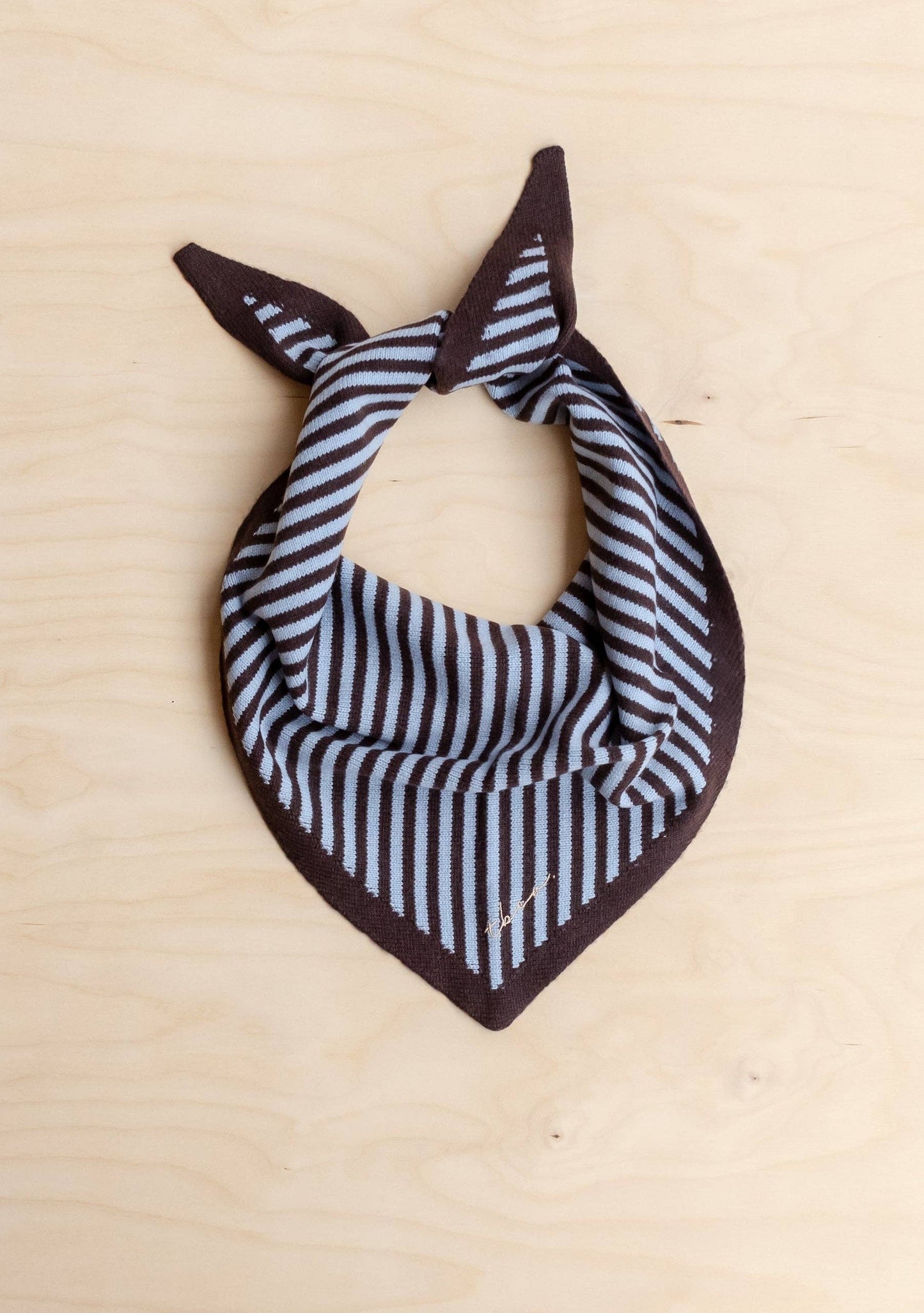 TBCo Merino Wool Triangle Scarf | Blue & Brown Stripe