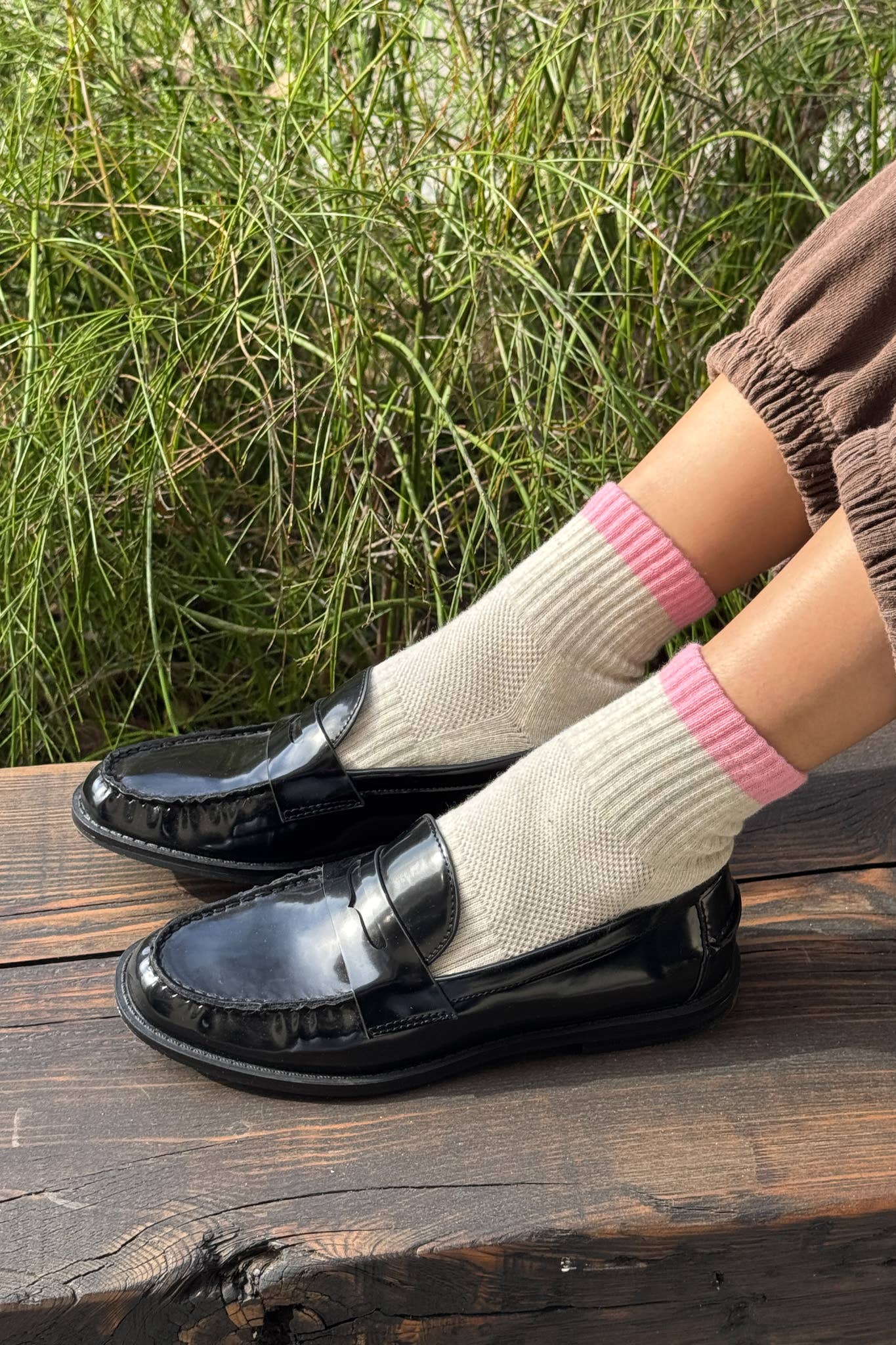 Color Block Girlfriend Socks | Grey Pink