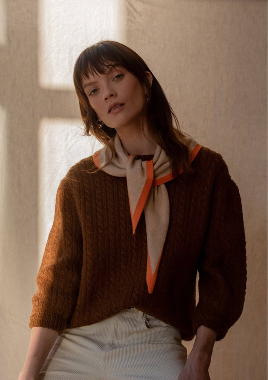 TBCo Merino Triangle Scarf | Camel & Apricot