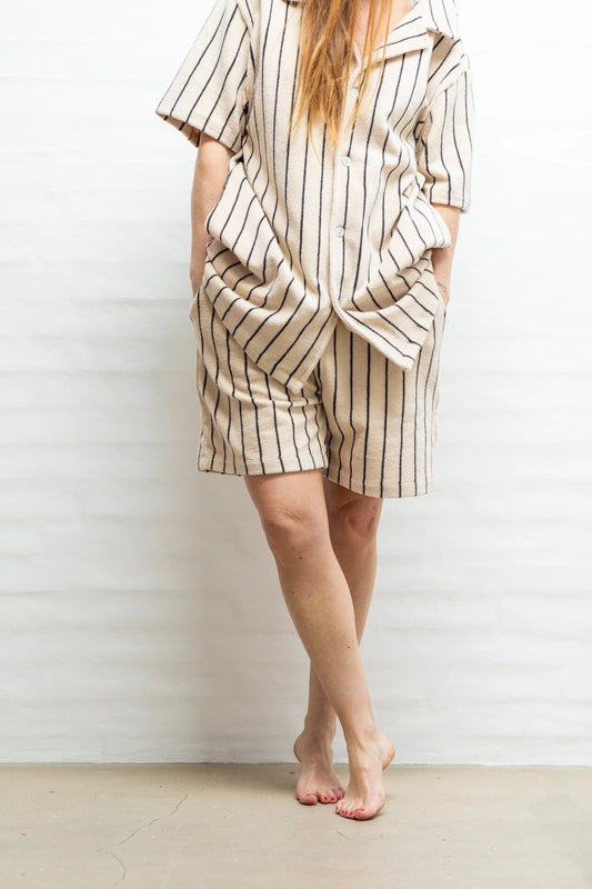 Bongusta | Naram Knitted Shirt | Creme and Ink