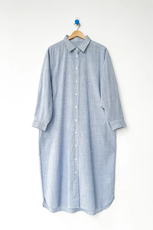 Artist Long Shirt | Blue Pinstripe