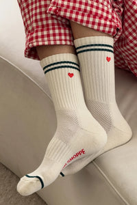 Le Bon Shoppe Embroidered Boyfriend Sock | Parchment Heart