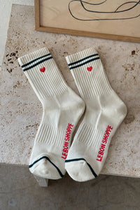 Le Bon Shoppe Embroidered Boyfriend Sock | Parchment Heart