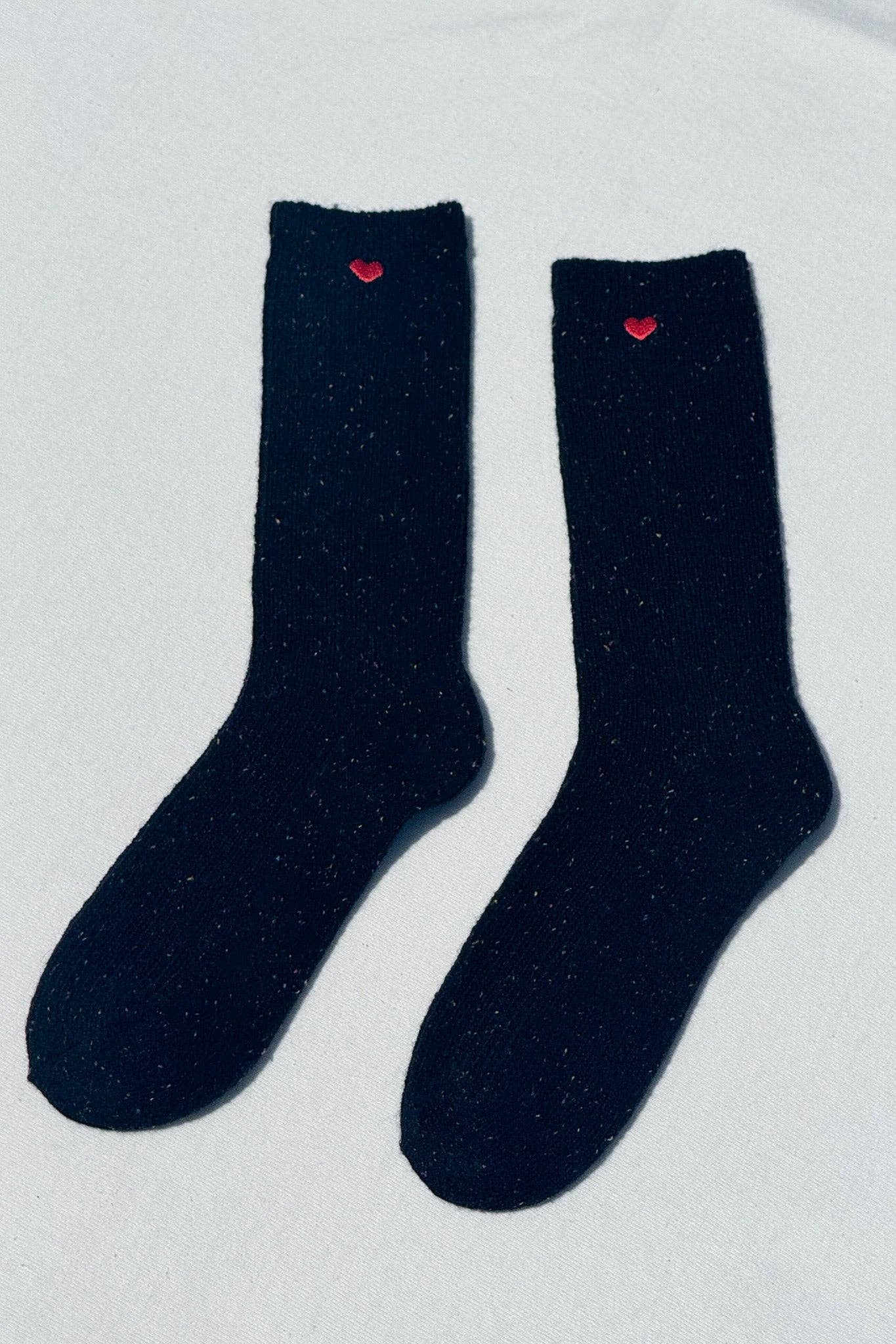 Embroidered Snow Socks | Black + Heart