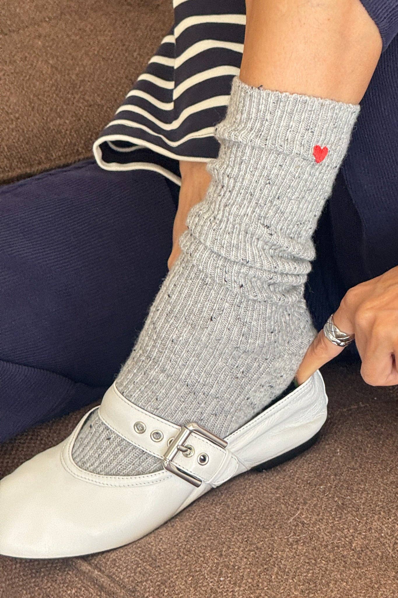 Embroidered Snow Socks | Cookies and Cream Heart