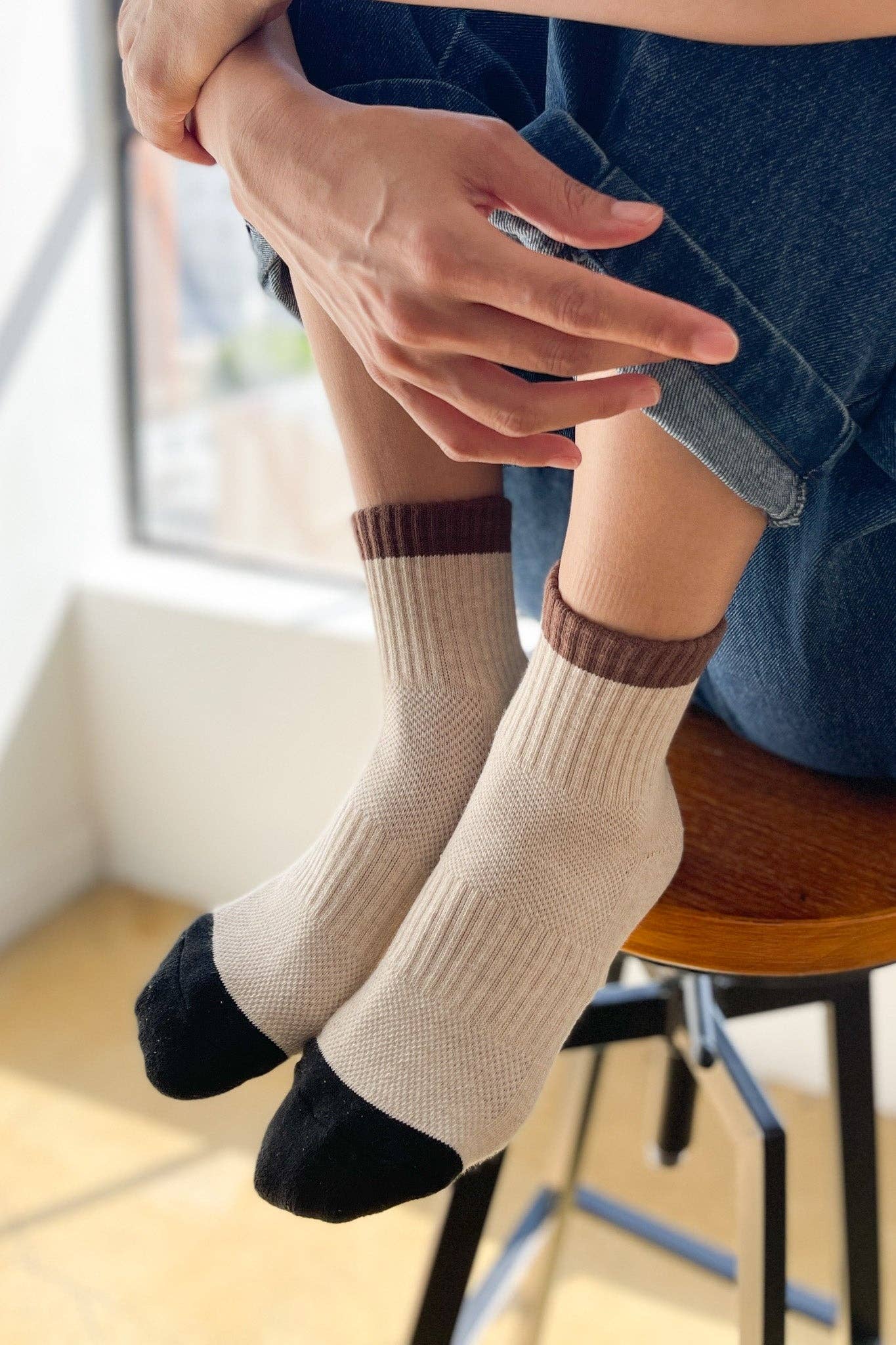 Color Block Girlfriend Socks | Black Coffee