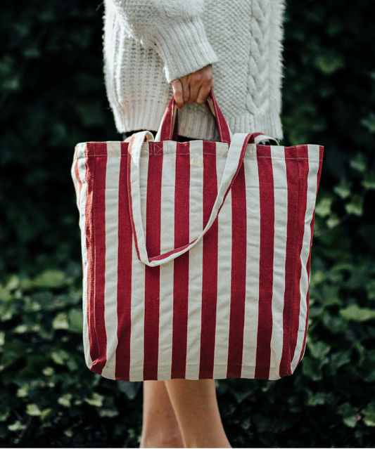 Striped tote bag Original | Rust Red