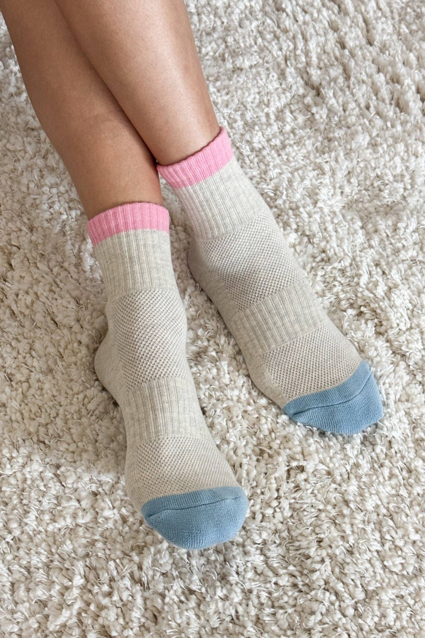 Color Block Girlfriend Socks | Grey Pink