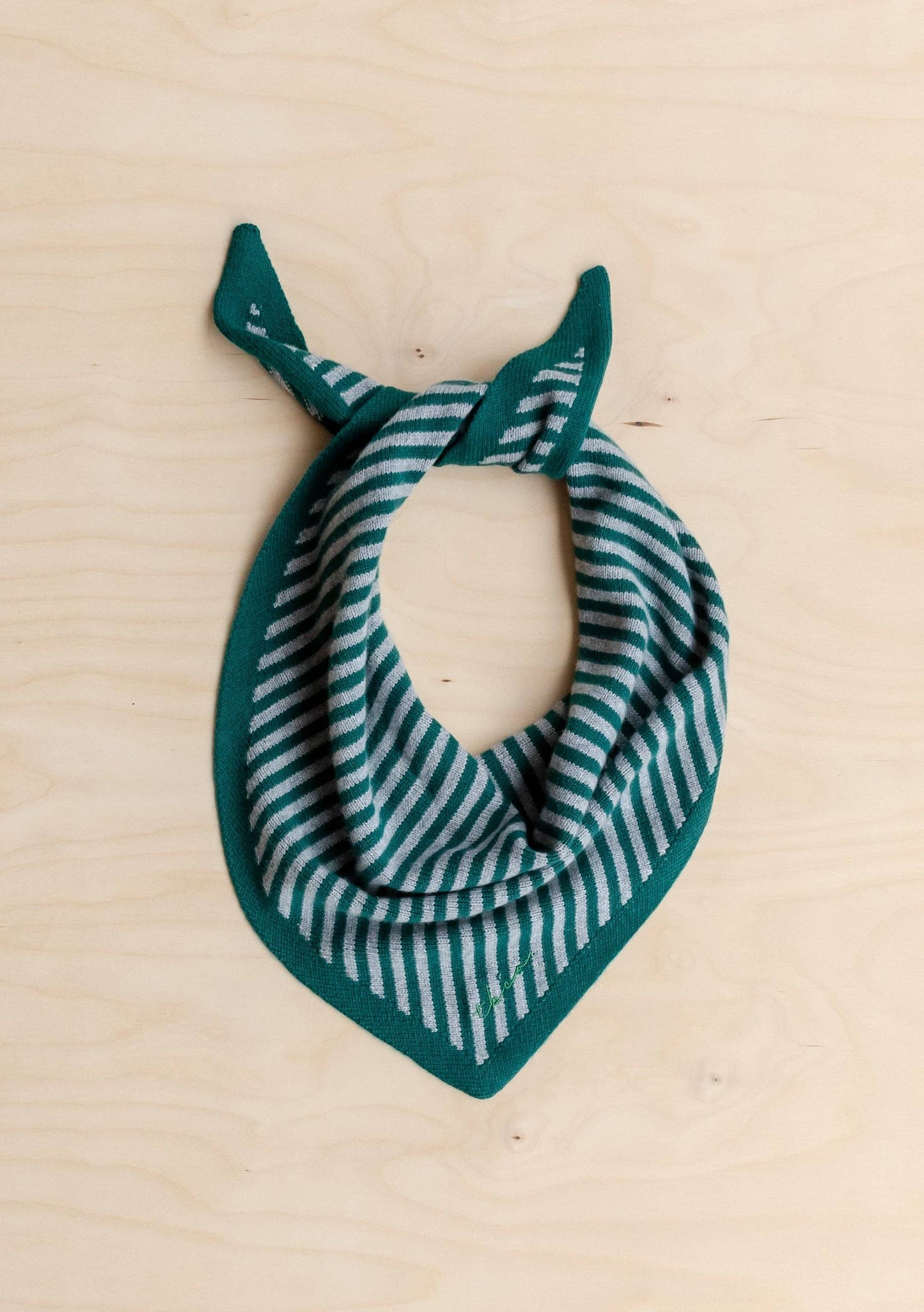 TBCo Merino Wool Triangle Scarf | Green & Charcoal Stripe