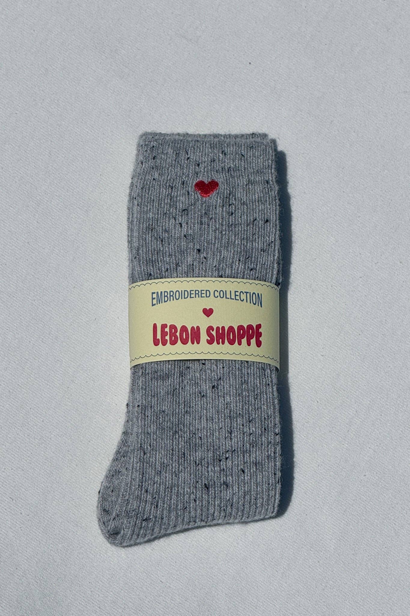 Embroidered Snow Socks | Cookies and Cream Heart