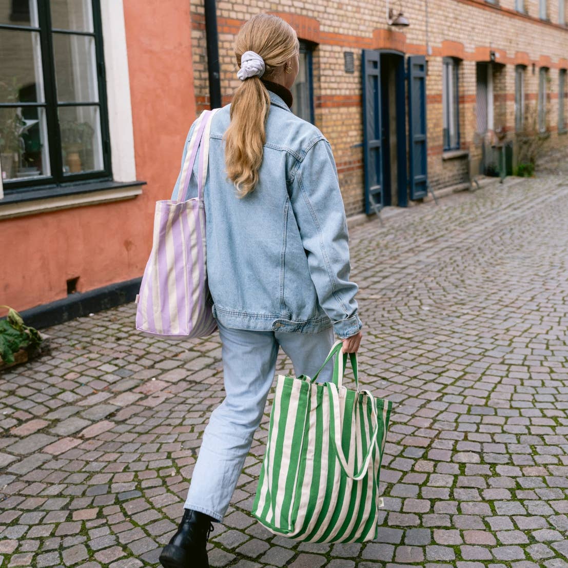 Striped Tote Bag | Green