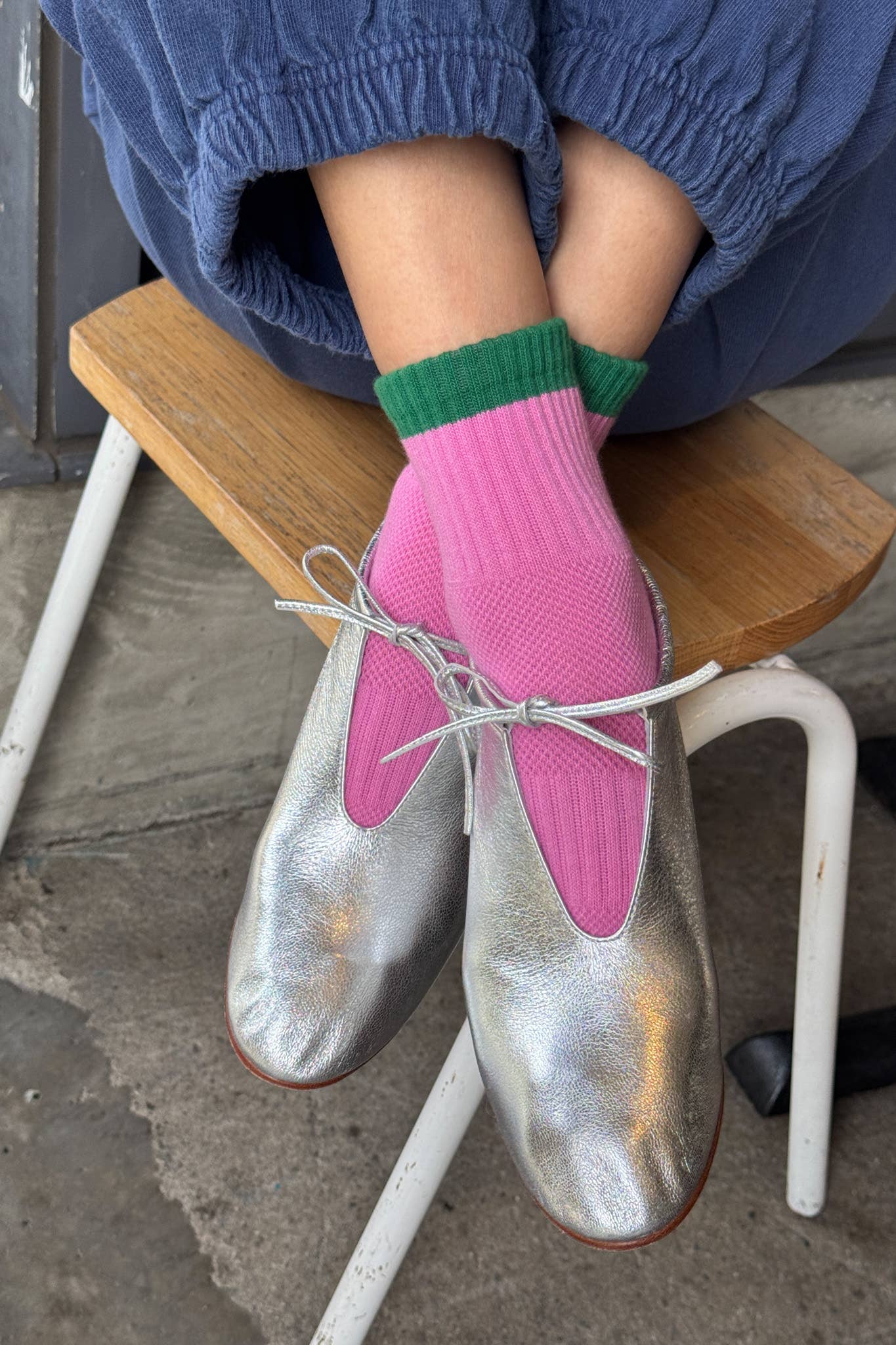 Color Block Girlfriend Socks | Rose Green
